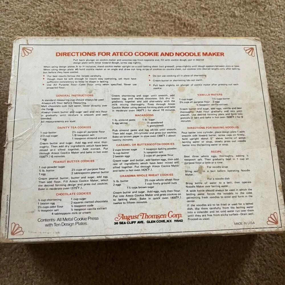ATECO The Original Cookie & Noodle Maker No. 685 Complete